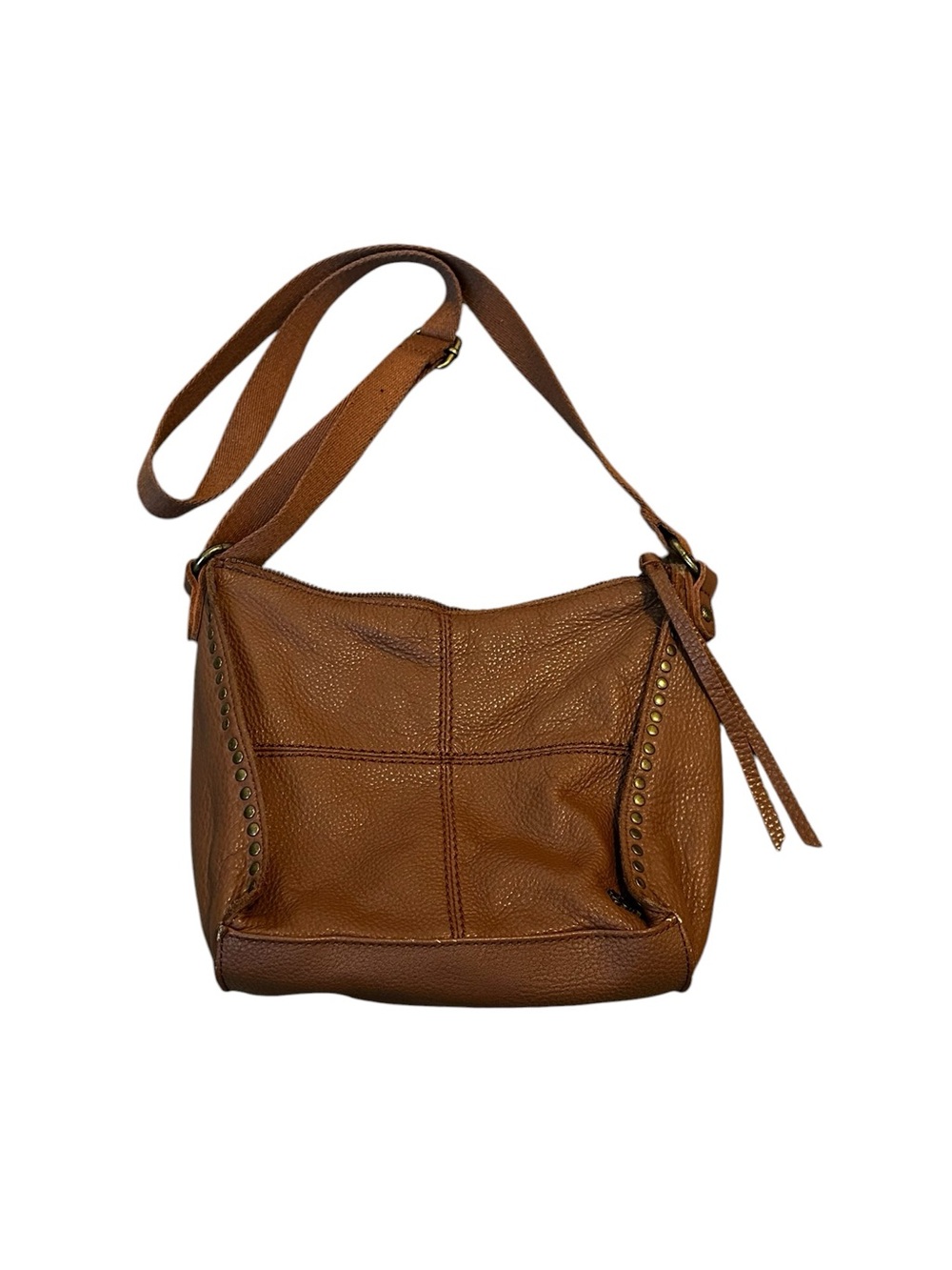 The Sak 100% Leather Crossbody Bag Cognac Brown Studded Boho Rustic Casual
